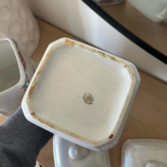 Vintage 1920s Victoria China Czechoslovakia Floral Ceramic Flour Sugar Canisters - Picture 12 of 14